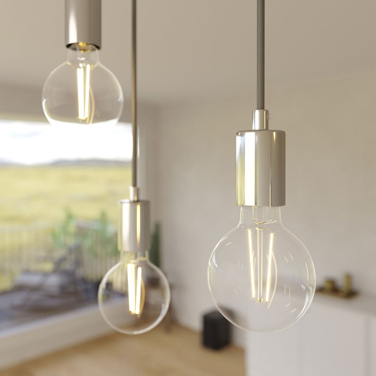 Pendelleuchte mit 5 Abhängungen mit XXL Rose-One rechteckig 675 mm mit Metalloberflächen