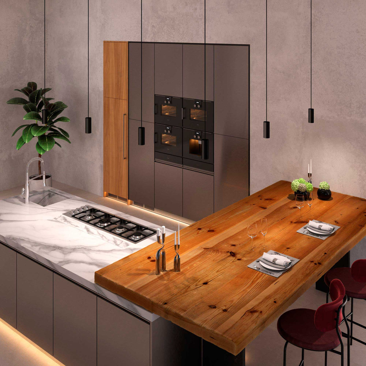 Pendelleuchte komplett mit Stoffkabel, Tub-E14 Lampenschirm und Metall-Details - Schwarz