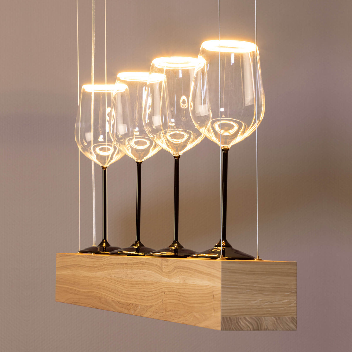 SEGULA Hängeleuchte VINO oiled oak wood – E27, 4x E27, 1m Kunststoffkabel transparent – Bild 2
