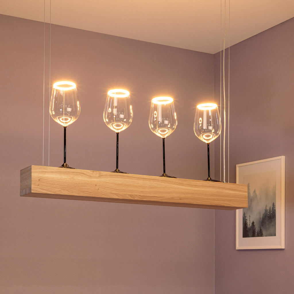 SEGULA Hängeleuchte VINO oiled oak wood – E27, 4x E27, 1m Kunststoffkabel transparent – Bild 3