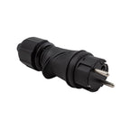Schwarzer Schuko-Stecker 16A 250V IP44 für Außenbereich – System Modulair kompatibel – Schwarz