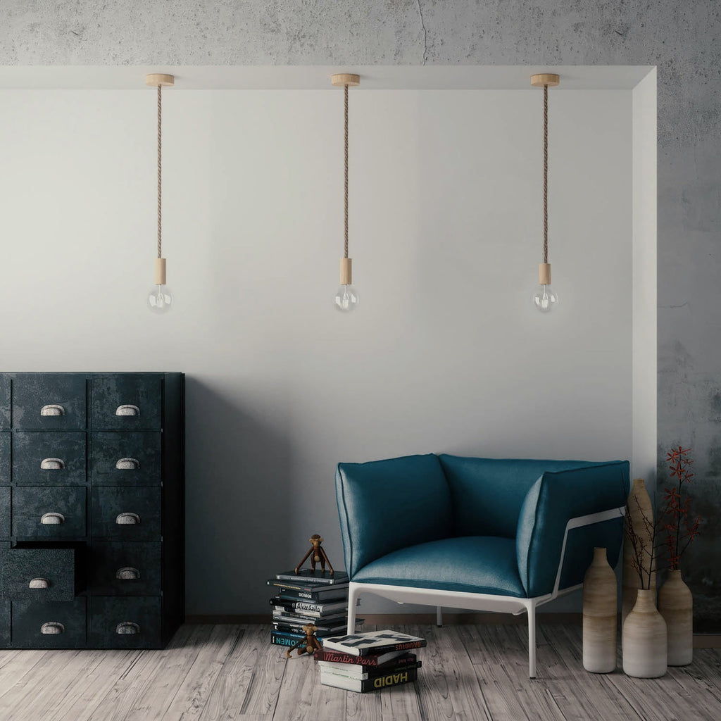 Holz-Lampenfassung E27 für XL-Kordel – Neutral – Ansicht 3
