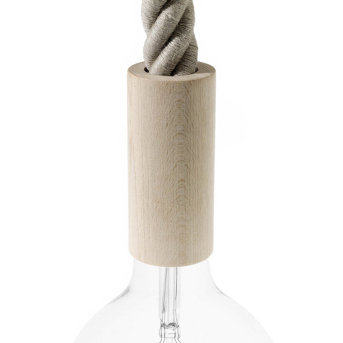 E27 Lampenfassungen-Kit aus Holz für 3XL-Kordel - Natur