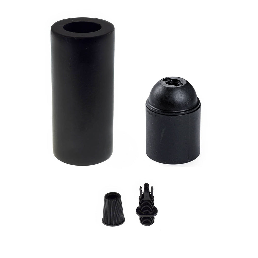 Kit Lampenfassung E27 aus Holz für 3XL-Kordel – Schwarz – Ansicht 2