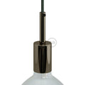 E27-Lampenfassungs-Set zylindrisch aus Metall mit 7 cm Zugentlastung – Perlschwarz