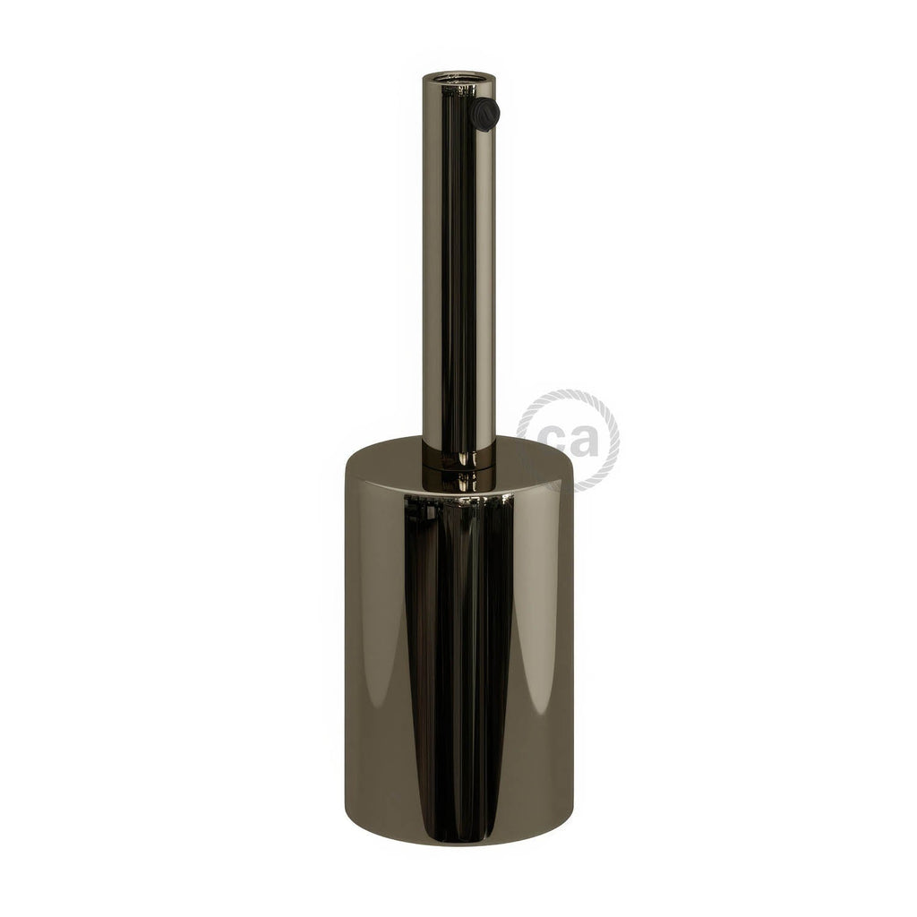 E27-Lampenfassungs-Set zylindrisch aus Metall mit 7 cm Zugentlastung – Perlschwarz – Ansicht 3