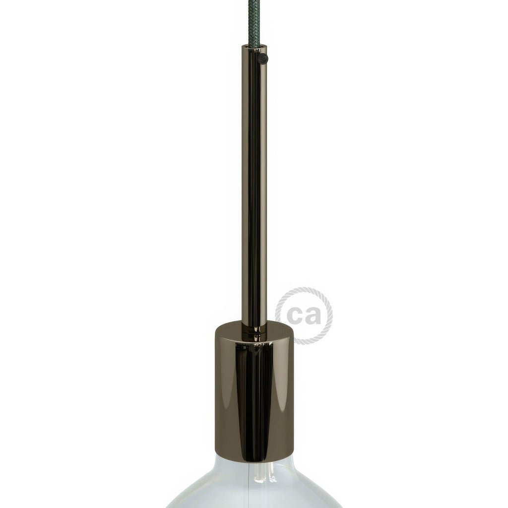 E27-Zylinder-Lampenfassungs-Kit aus Metall mit 15 cm Zugentlastung – Black Pearl