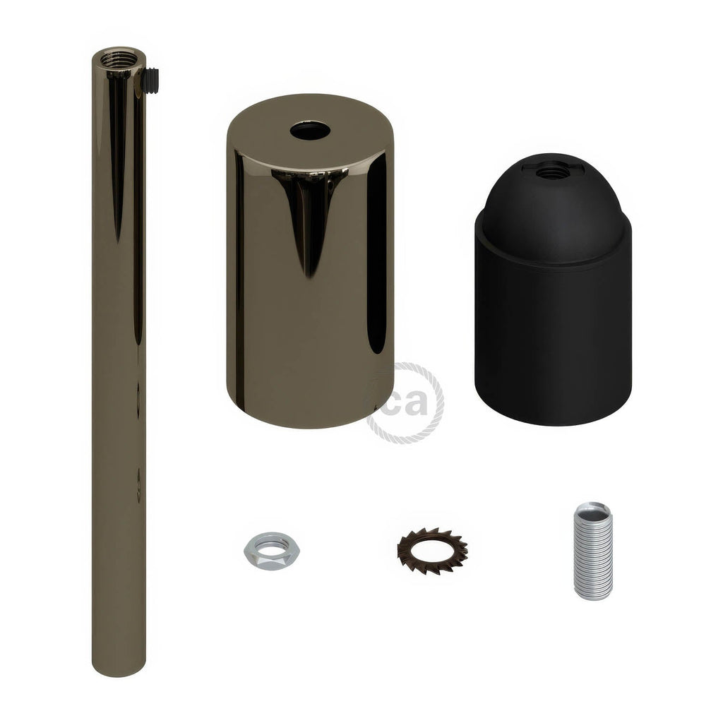 E27-Zylinder-Lampenfassungs-Kit aus Metall mit 15 cm Zugentlastung – Black Pearl – Ansicht 2