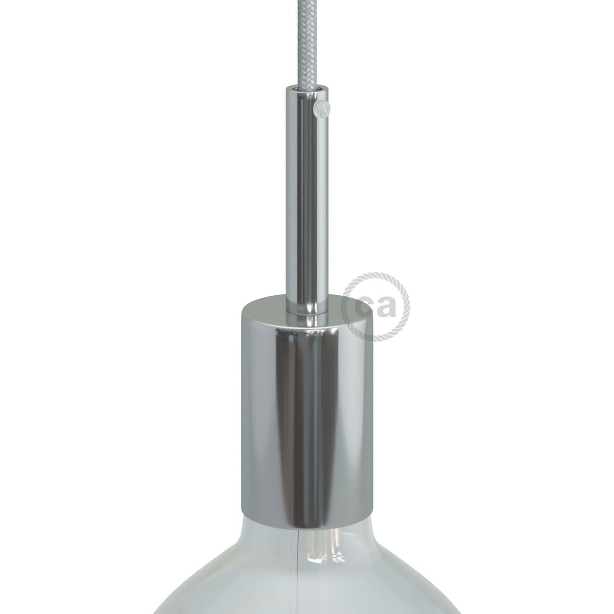 Zylindrisches Lampenfassungs-Kit E27 aus Metall mit 7 cm Zugentlastung – Chrom
