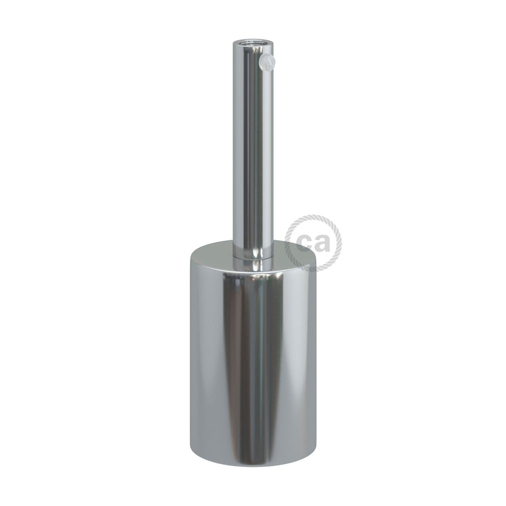 Zylindrisches Lampenfassungs-Kit E27 aus Metall mit 7 cm Zugentlastung – Chrom – Ansicht 3