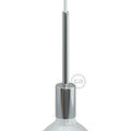 Zylindrisches E27-Fassungsset aus Metall mit 15 cm Zugentlastung – Chrom