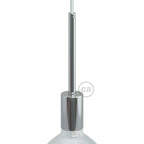 Zylindrisches E27-Fassungsset aus Metall mit 15 cm Zugentlastung – Chrom