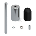 Zylindrisches E27-Fassungsset aus Metall mit 15 cm Zugentlastung – Chrom – Ansicht 2