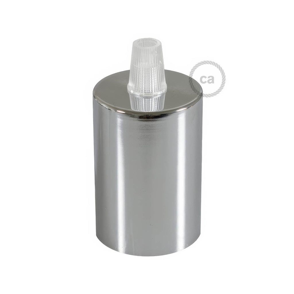 Zylindrisches Lampenfassungen-Set E27 aus Metall - Chrom – Ansicht 3