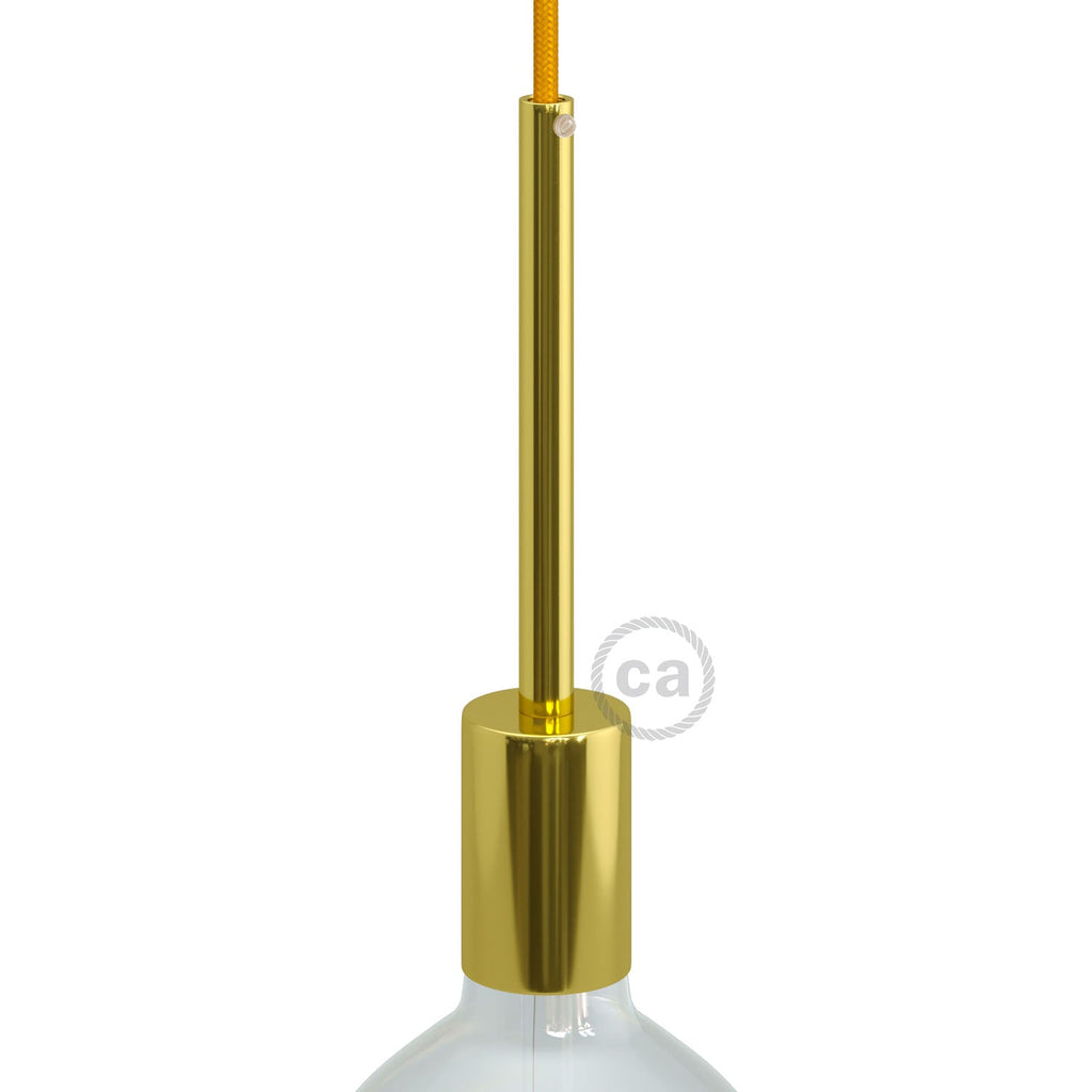 Zylindrischer E27-Lampensockel aus Metall mit 15 cm Zugentlaster – Messing