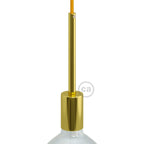 Zylindrischer E27-Lampensockel aus Metall mit 15 cm Zugentlaster – Messing