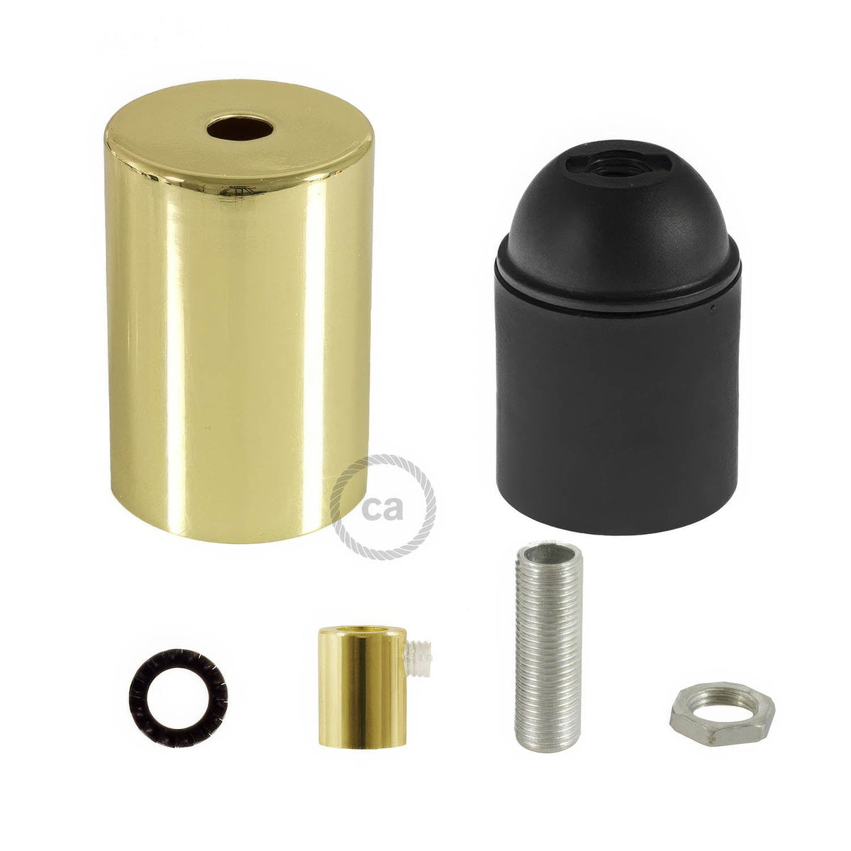 Kit Lampenfassungen E27 zylindrisch aus Metall - Messing – Ansicht 6