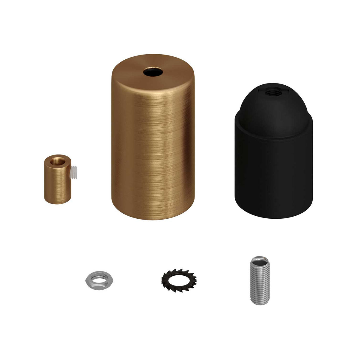 Lampenfassungen-Set E27 zylindrisch aus Metall – Satin-Bronze – Ansicht 6