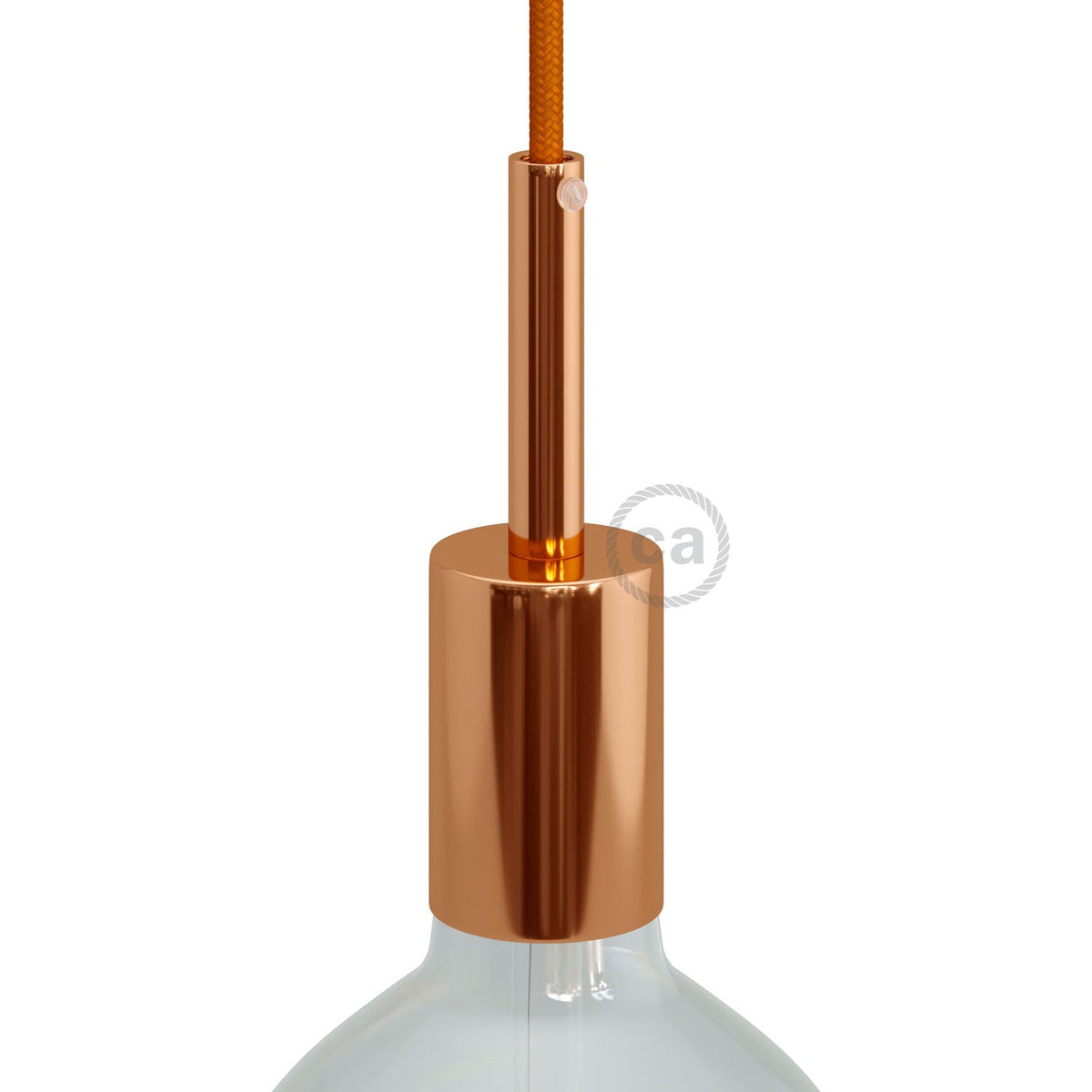 Zylindrisches E27-Lampenfassungs-Set aus Metall mit 7-cm-Kabelzugentlaster – Kupfer