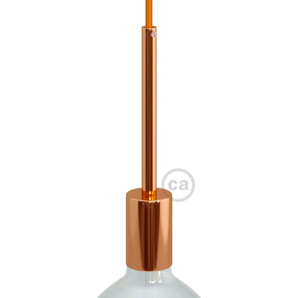 Zylindrisches Lampenfassungskit E27 aus Metall mit 15 cm Zugentlastung – Kupfer