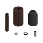Kit E27-Lampenfassung zylindrisch aus Metall mit 7 cm Zugentlastung – Dunkelrost lackiert – Ansicht 2