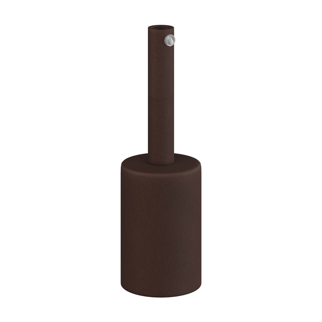 Kit E27-Lampenfassung zylindrisch aus Metall mit 7 cm Zugentlastung – Dunkelrost lackiert – Ansicht 3
