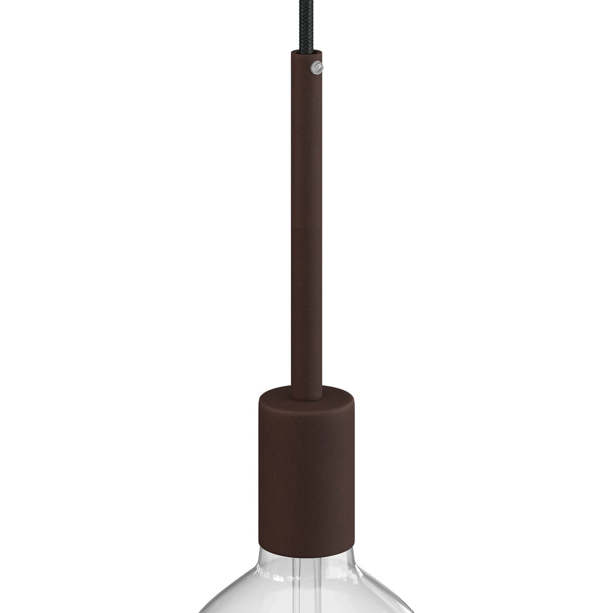 E27-Zylinderlampenfassung-Kit aus Metall mit 15 cm Kabelklemmstück – Dunkelbraun lackiert