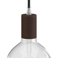 Kit Lampenfassung E27 zylindrisch aus Metall – Dunkelrost lackiert
