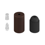 Kit Lampenfassung E27 zylindrisch aus Metall – Dunkelrost lackiert – Ansicht 2