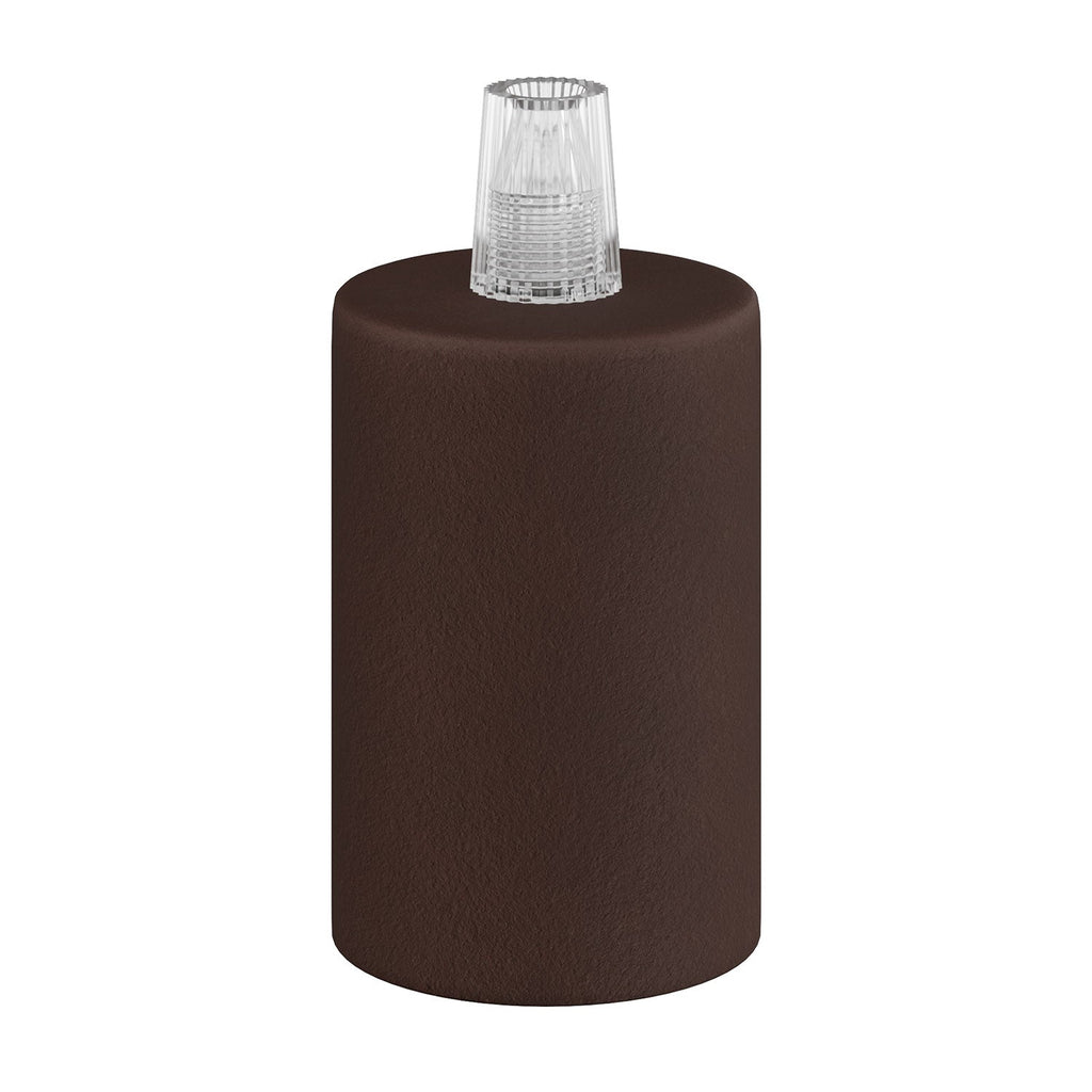 Kit Lampenfassung E27 zylindrisch aus Metall – Dunkelrost lackiert – Ansicht 3