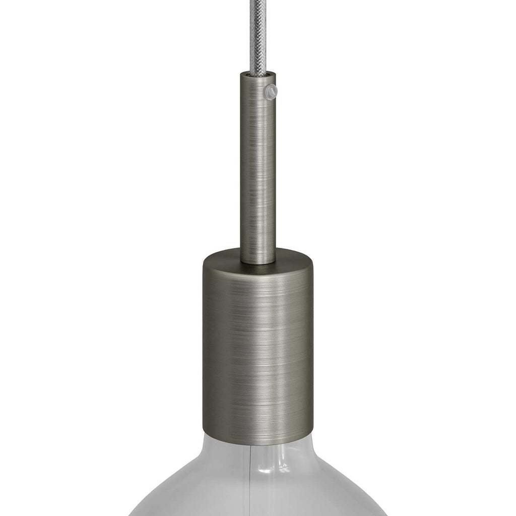 Zylindrisches E27-Lampenfassungskit aus Metall mit 7 cm Zugentlastung - Satiniertes Titan