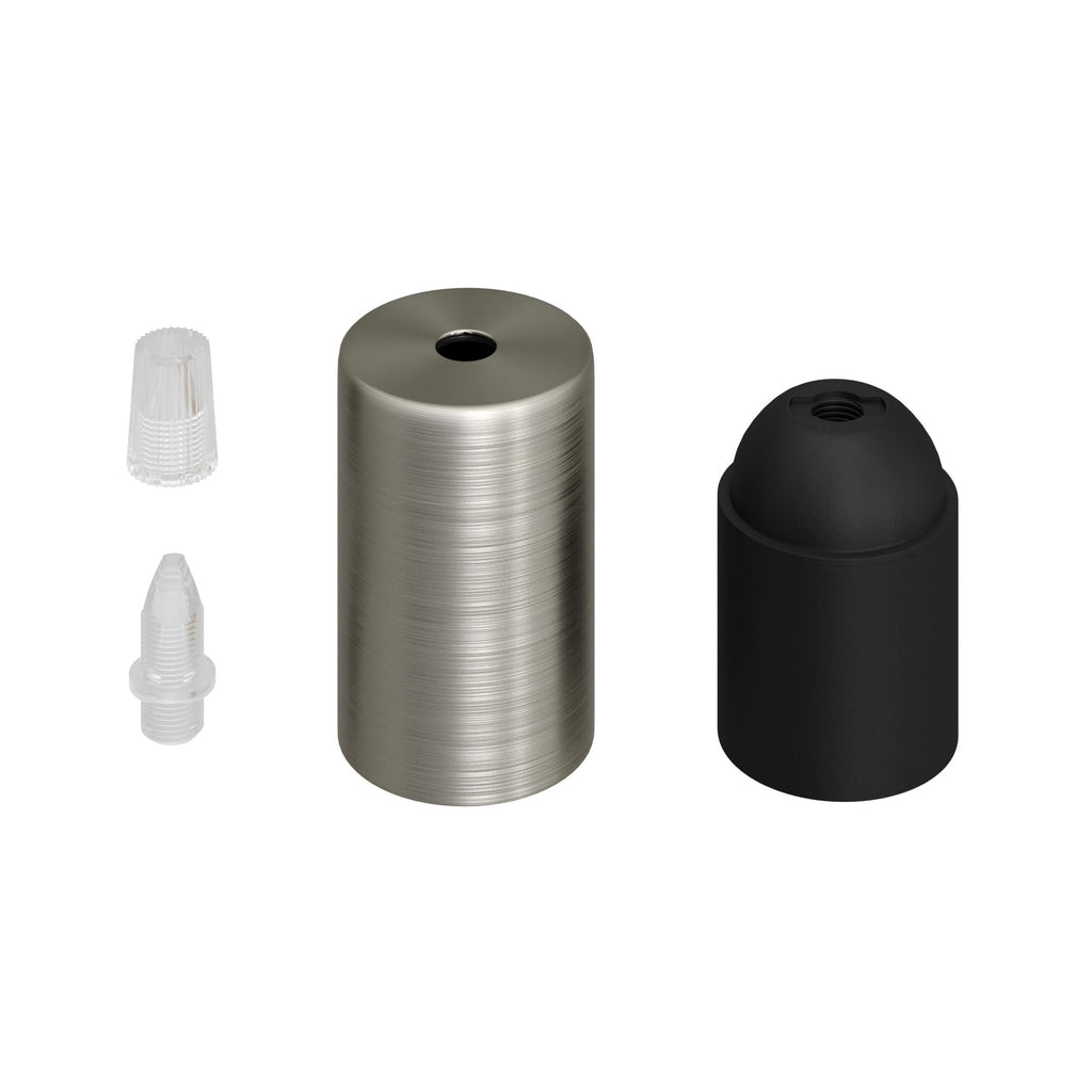 Zylindrisches E27 Lampenfassungskit aus Metall – Satin-Titan – Ansicht 2