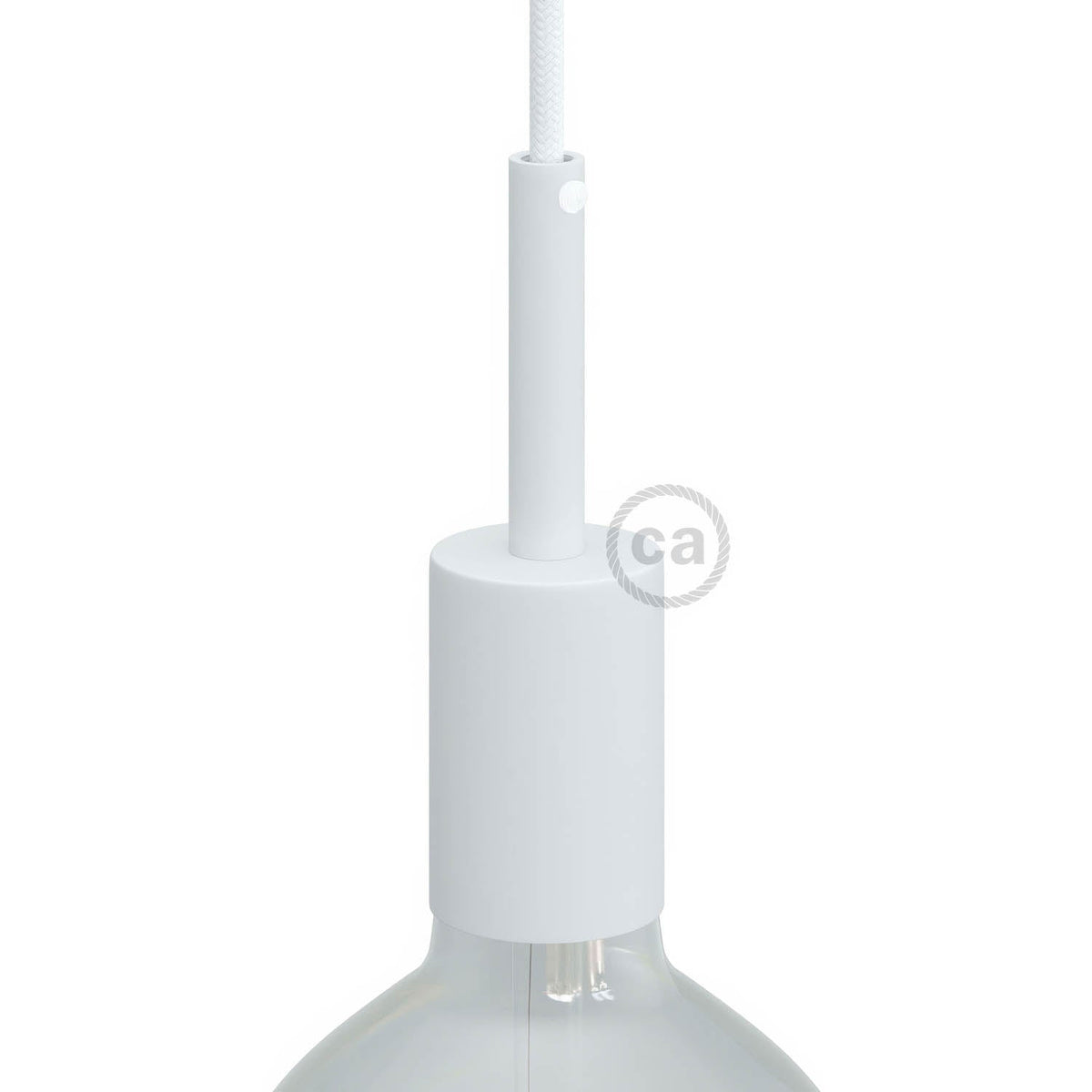 Zylindrisches E27-Fassungsset aus Metall mit 7-cm-Zugentlastung – Mattweiß