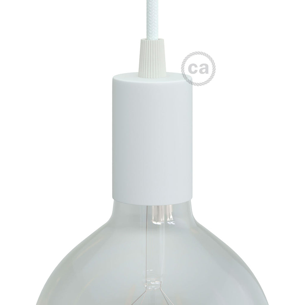 Küche Single Weiß – E27 Lampenfassung-Set, zylindrisch aus Metall – Mattweiß