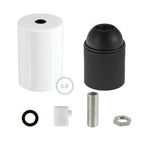 E27 Metall-Lampenfassungs-Set zylindrisch – Glänzend Weiß – Ansicht 6
