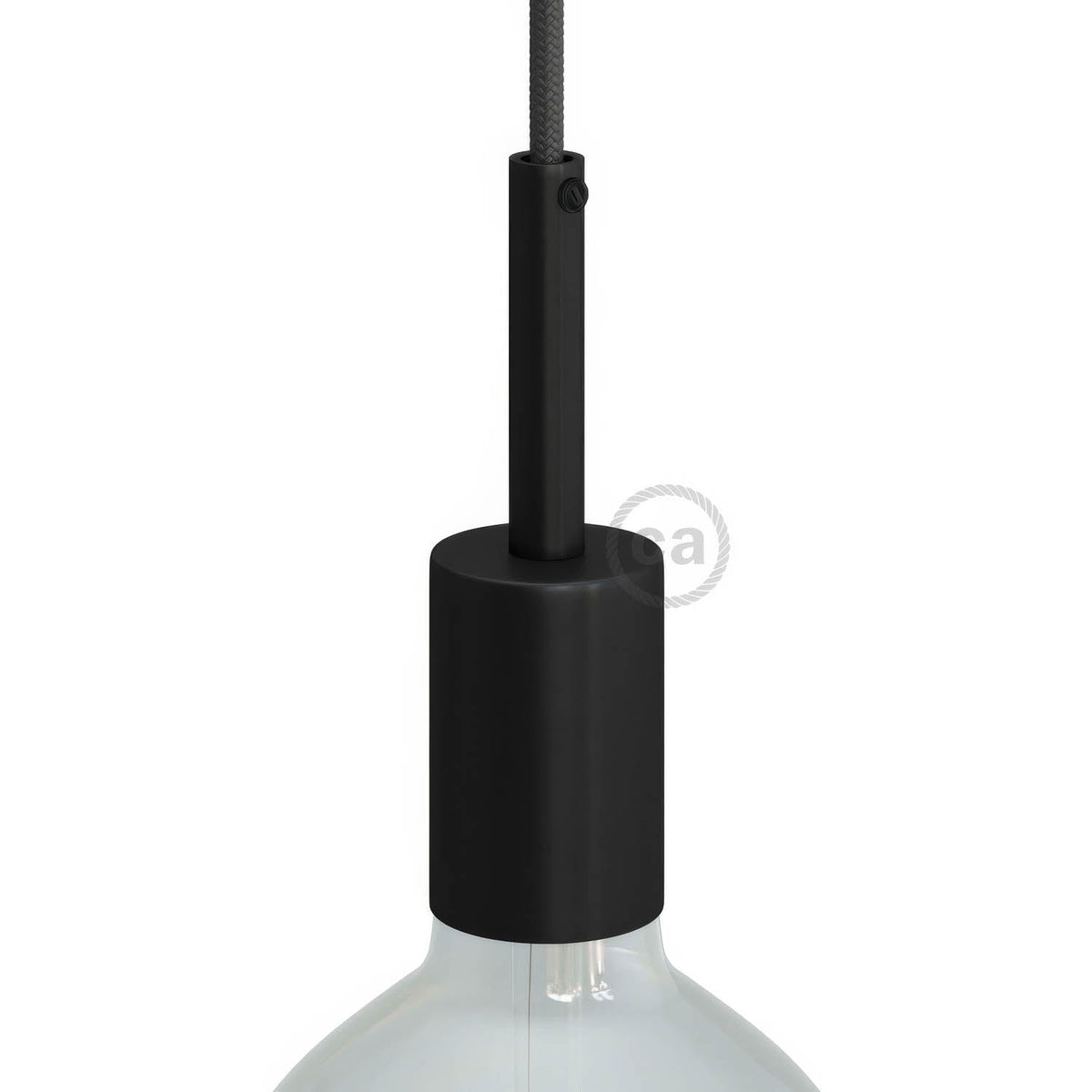 Kit zylindrische E27-Metallfassung mit 7 cm Zugentlastung – Schwarz