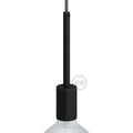 Kit zylindrische E27 Lampenfassung aus Metall mit 15 cm Kabelverschraubung – Schwarz