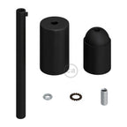 Kit zylindrische E27 Lampenfassung aus Metall mit 15 cm Kabelverschraubung – Schwarz – Ansicht 2