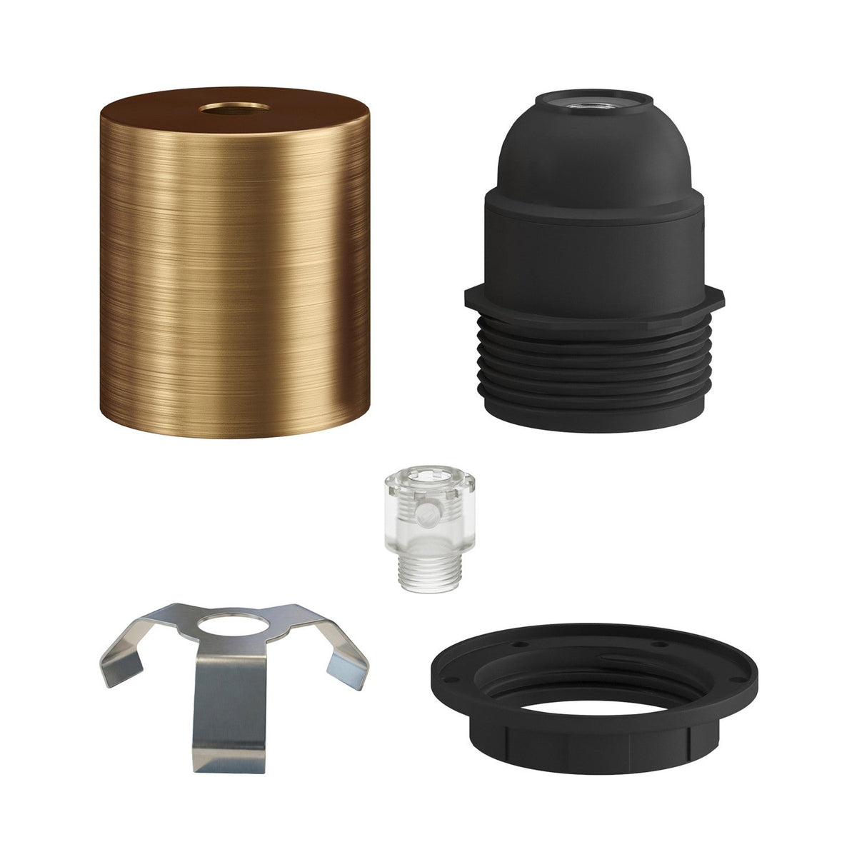 E27-Fassungs-Kit, halbgewindet aus Metall mit verdeckter Zugentlastung – Satin-Bronze – Ansicht 2