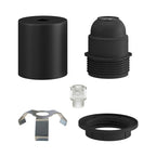 E27 Lampenfassung-Kit, halbgewindet, aus Metall mit versteckter Kabelklemme – Schwarz – Ansicht 2