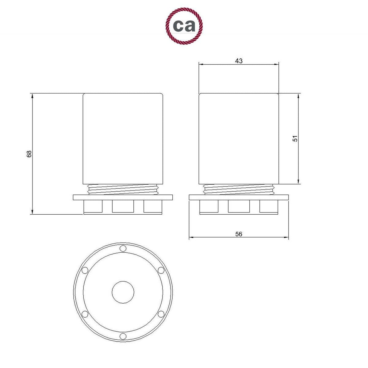 E27 Lampenfassung-Kit, halbgewindet, aus Metall mit versteckter Kabelklemme – Schwarz – Ansicht 5