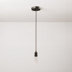 Pendelleuchte komplett mit geflochtenem Stoffkabel und Lampenfassung aus Aluminium – Perlenschwarz