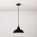 Pendelleuchte mit Stoffkabel, Bistrot-Lampenschirm und Metall-Details – Schwarz