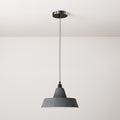 Pendelleuchte komplett mit Textilkabel, Lampenschirm aus Industriekeramik und Metallfinish – Beton-Optik