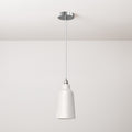 Pendelleuchte mit Textilkabel, Flaschenschirm aus Keramik und Metallic-Finishes – Hochglanz Weiß