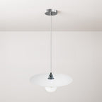 Pendelleuchte komplett mit Stoffkabel, Oversize-Schirm Ellepi und Metallelementen – Weiß
