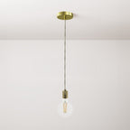 Pendelleuchte mit Textilkabel und Aluminium-Lampenfassung geriffelt – Messing