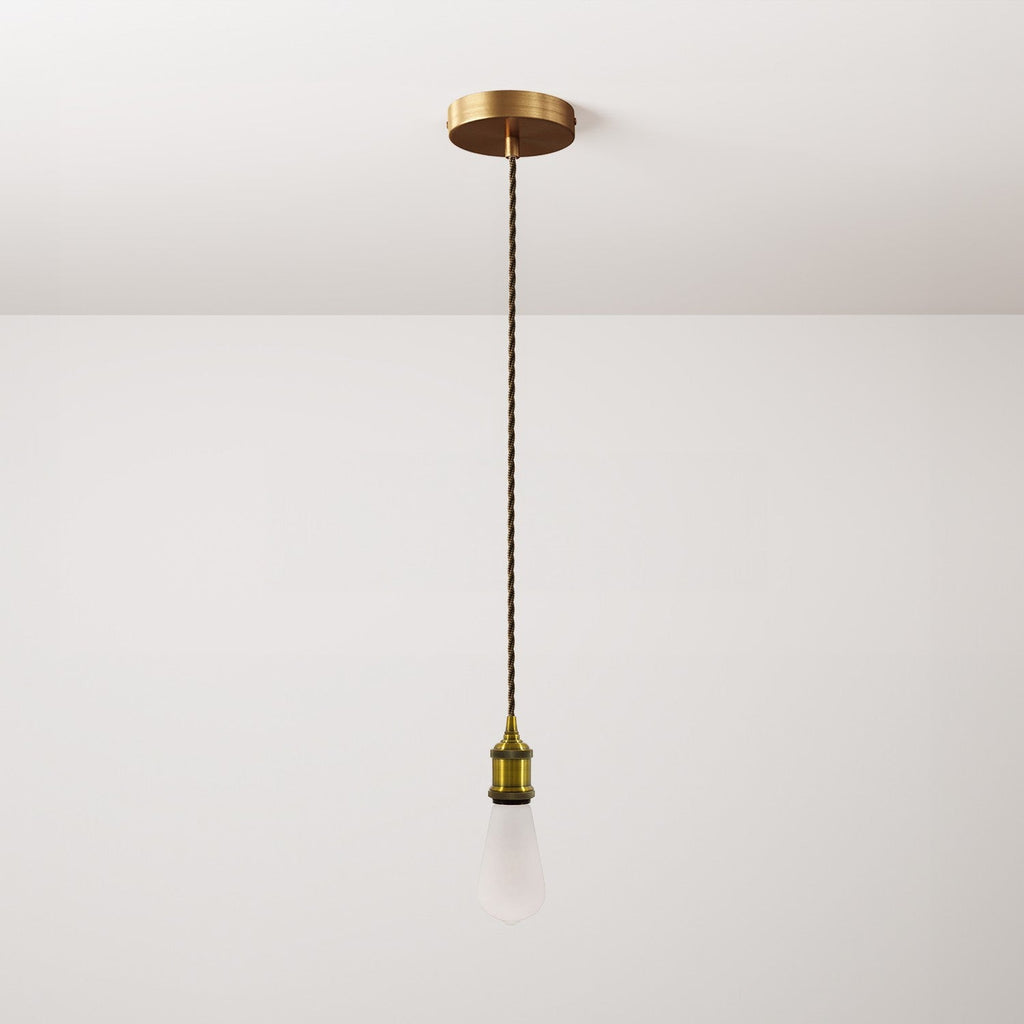 Hängeleuchte mit geflochtenem Textilkabel und Aluminiumfassung – Satin-Bronze