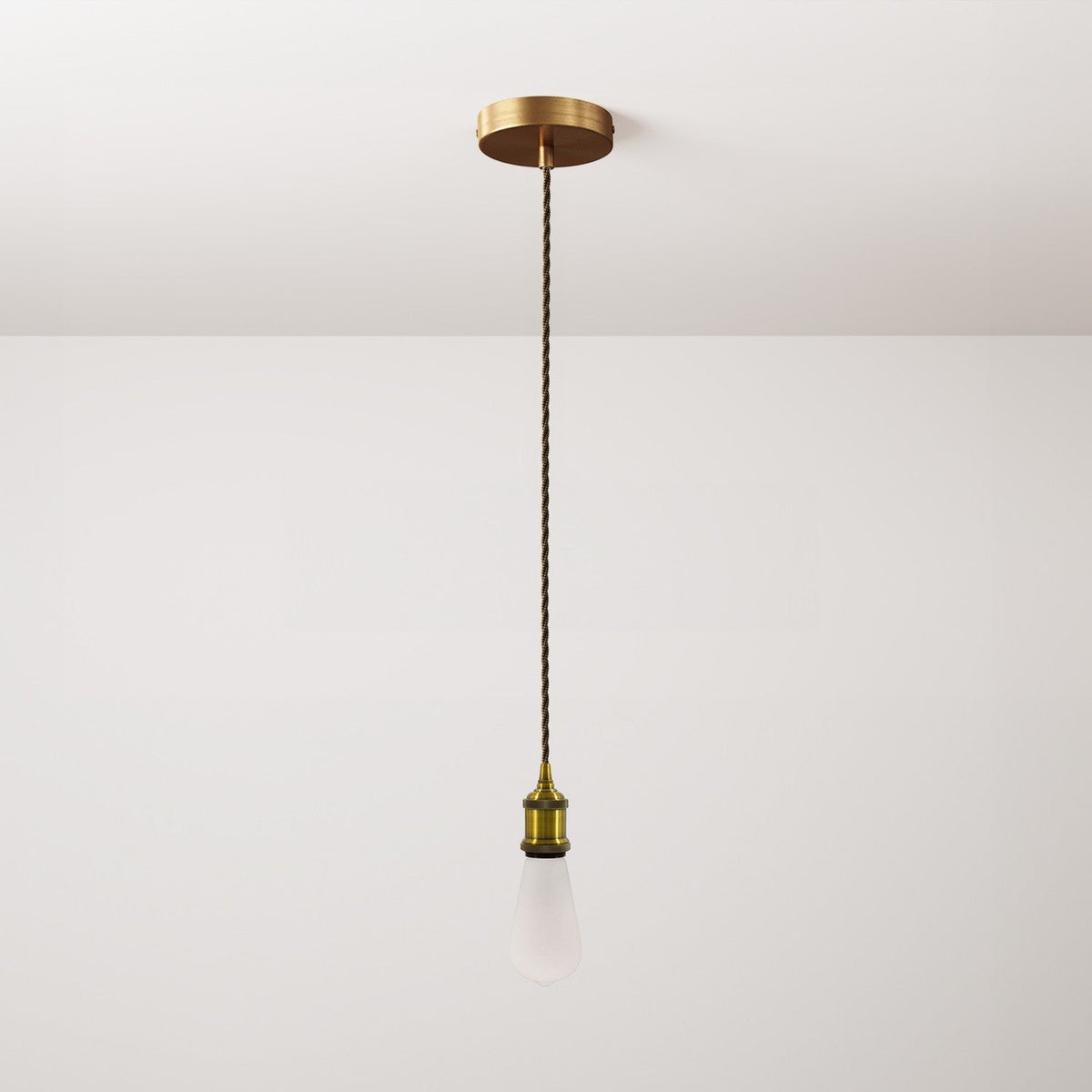 Hängeleuchte mit geflochtenem Textilkabel und Aluminiumfassung – Satin-Bronze