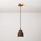 Hängeleuchte mit Textilkabel, Keramikschirm Vaso und Metallfinishs – Corten-Effekt